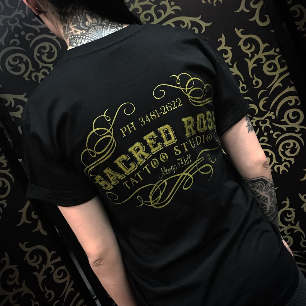 Image of Gold Sacred Rose Tattoo Shirt