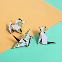 Image 4 of Origami Crane, enamel pin - 'Origaminals' - lapel pin