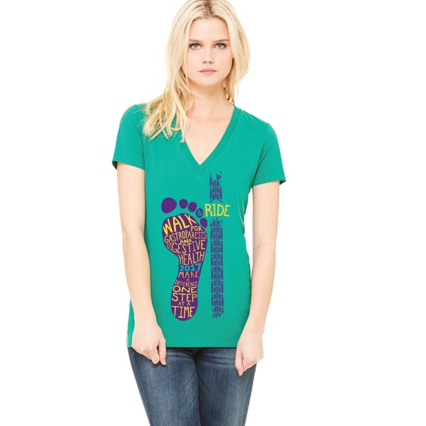 Image of Women's Jersey Short Sleeve Deep V-Neck Tee - Purple Logo