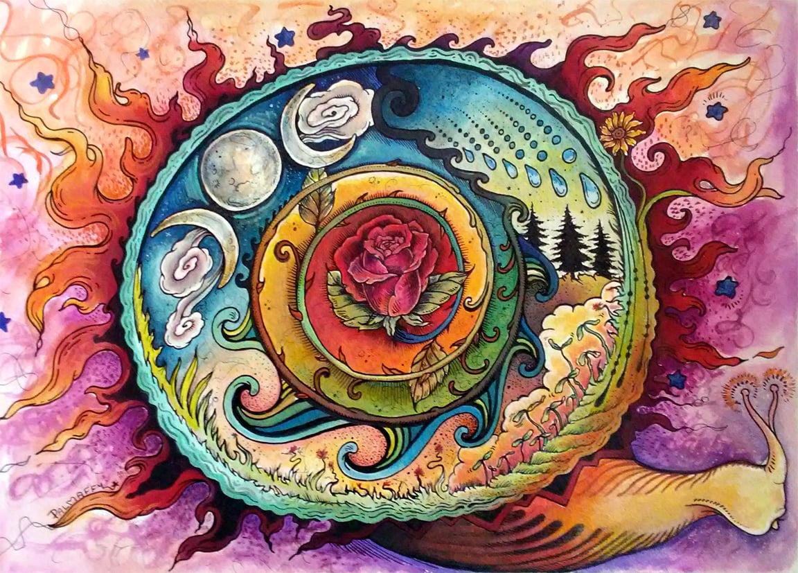Image of " Full Moon Prayer Mandala" watercolor/print
