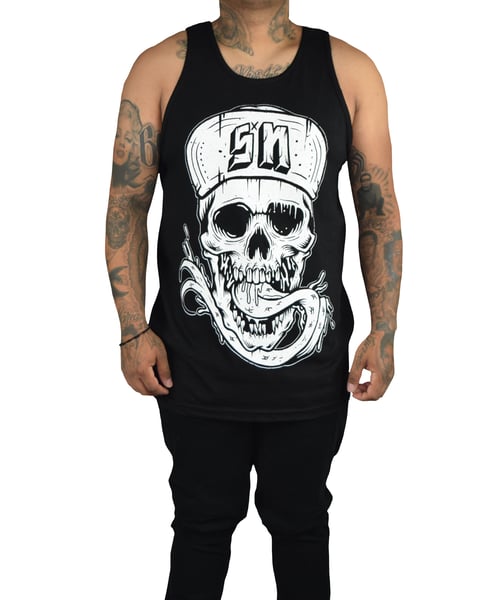 Image of Slick & Nasty Skull w/ Tongue Tank (Black)