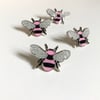 Manchester Bee Enamel Pin Badge in Pink 