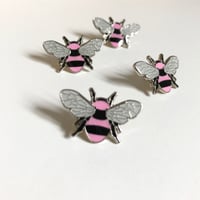 Image 2 of Manchester Bee Enamel Pin Badge in Pink 
