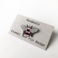 Image 1 of Manchester Bee Enamel Pin Badge in Pink 