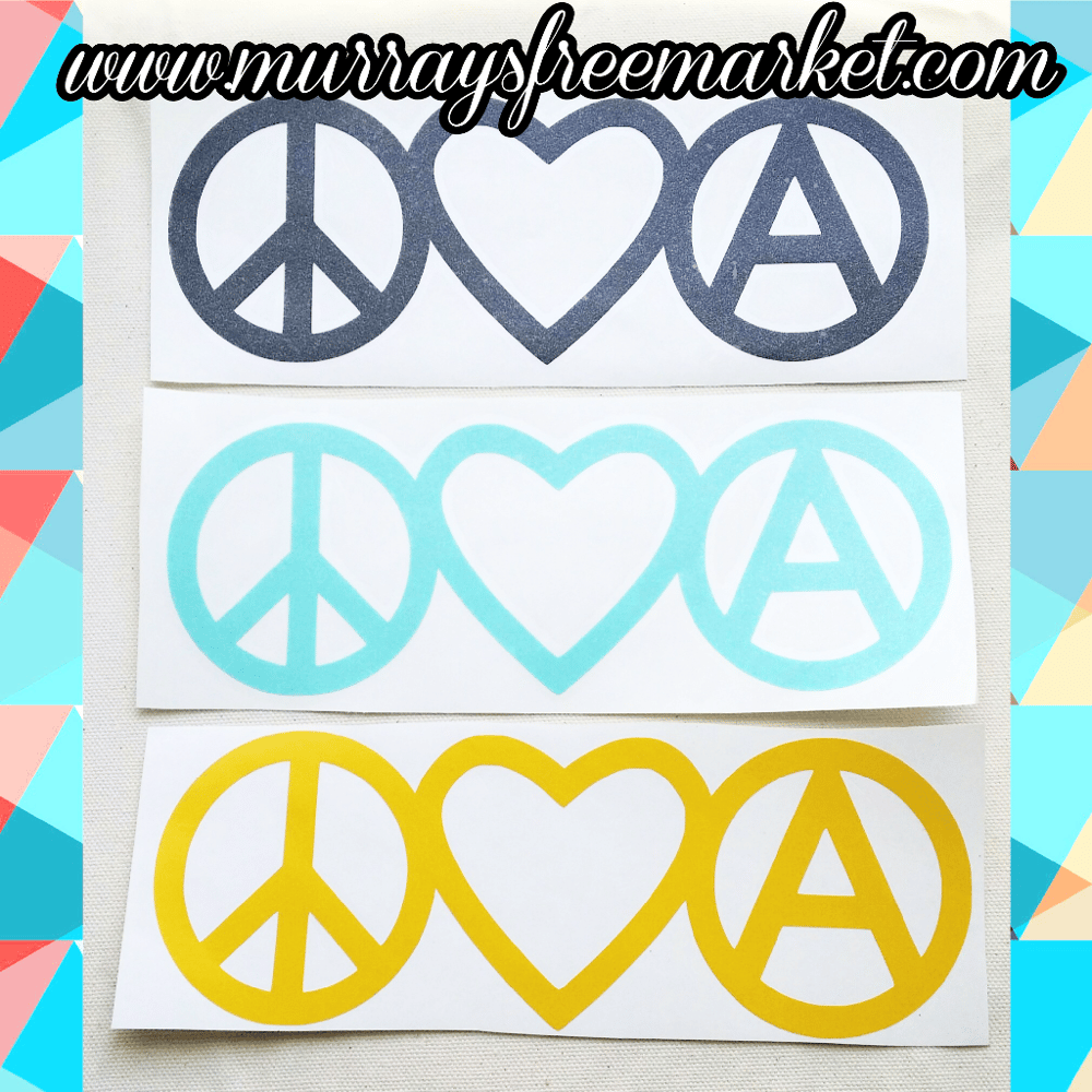 Image of Peace Love Anarchy vinyl decal