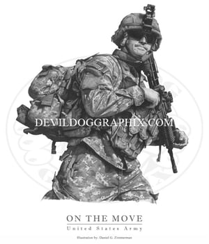 Image of "ON THE MOVE" U.S. SOLDIER DRAWING PRINT