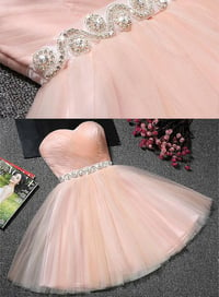 Image 1 of Pink Tulle Handmade Homecoming Dresses, Cute Formal Dresses, Short Prom Dress 2018