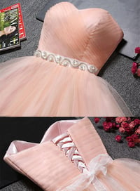 Image 2 of Pink Tulle Handmade Homecoming Dresses, Cute Formal Dresses, Short Prom Dress 2018