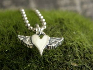 Image of Petite Winged Heart Sterling Pendant