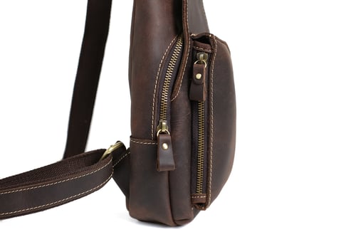 Image of Handcrafted Genuine Leather Men Chest Bags Leisure Chest Pack Men Messenger Bags 8888
