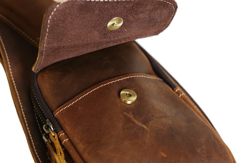 Image of Handmade Vintage Genuine Leather Messenger Bag, Shoulder Bag, Chest Bag, Waist Pack 2009