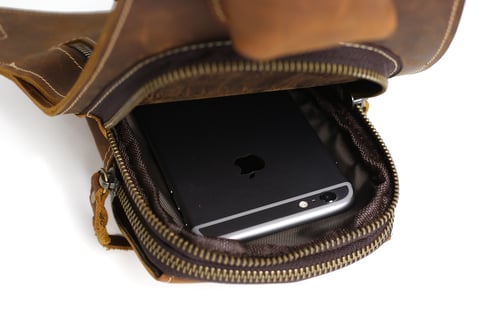 Image of Handmade Vintage Genuine Leather Messenger Bag, Shoulder Bag, Chest Bag, Waist Pack 2009