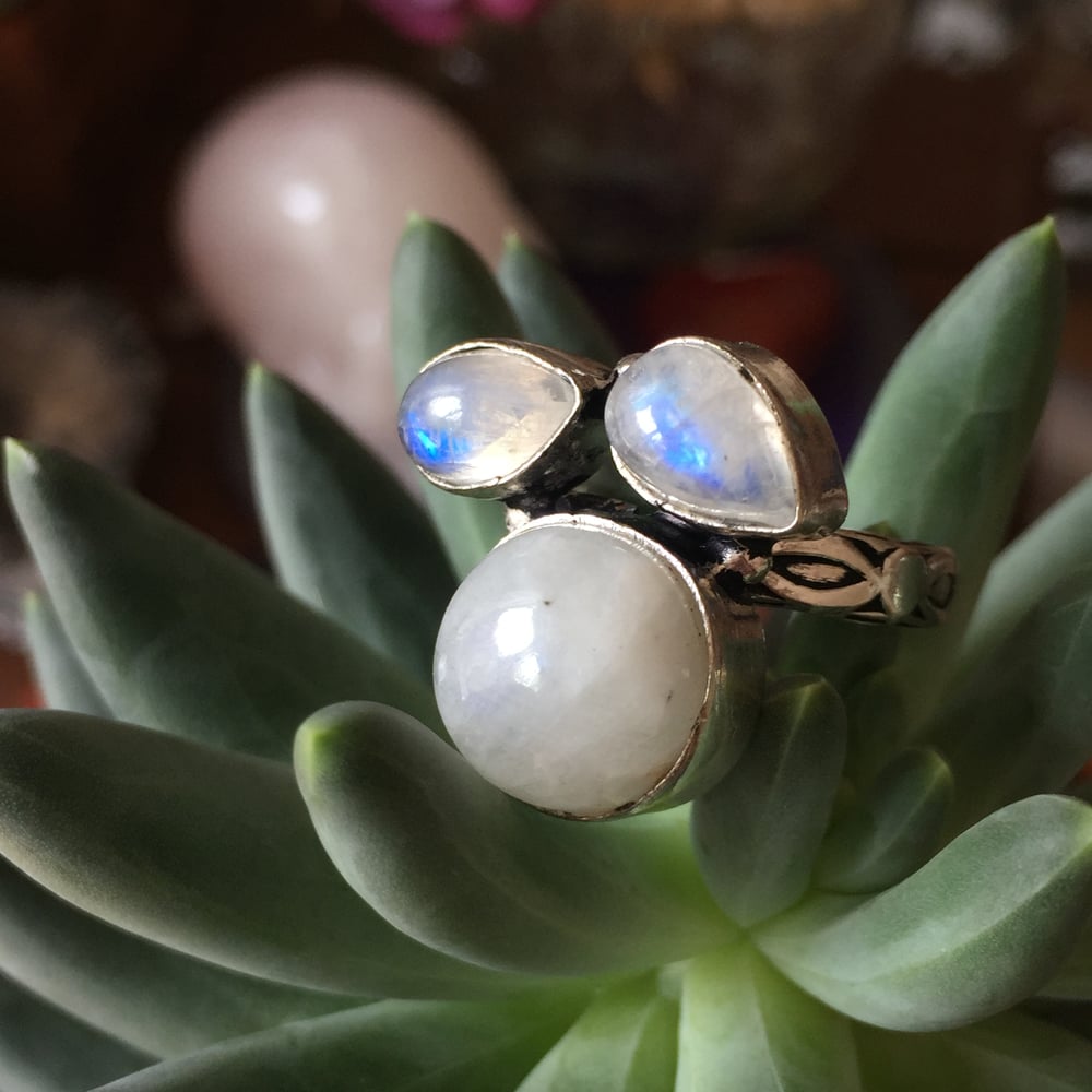 Image of Rainbow Moonstone Triplet Sterling Ring (7.5-8)