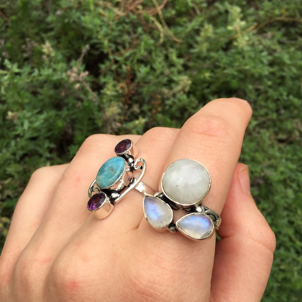 Image of Rainbow Moonstone Triplet Sterling Ring (7.5-8)