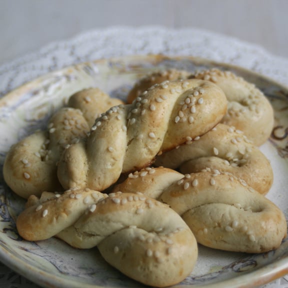 Image of Greek Cookies (Koulourakia) with Sesame Seeds (TWO DOZEN)