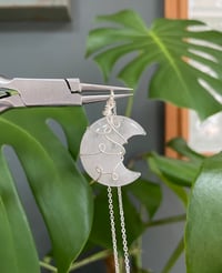 Image 1 of Clear Quartz Moon Necklace Silver