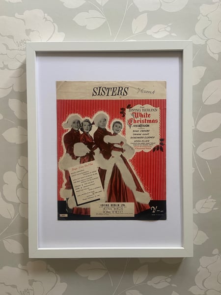 Image of Sisters from White Christmas, framed 1954 vintage sheet music