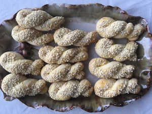 Image of Greek Cookies (Koulourakia) with Sesame Seeds (TWO DOZEN)