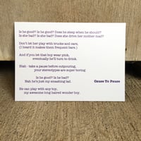 Cause To Pause - Poem Postcard (Small - A6 size)