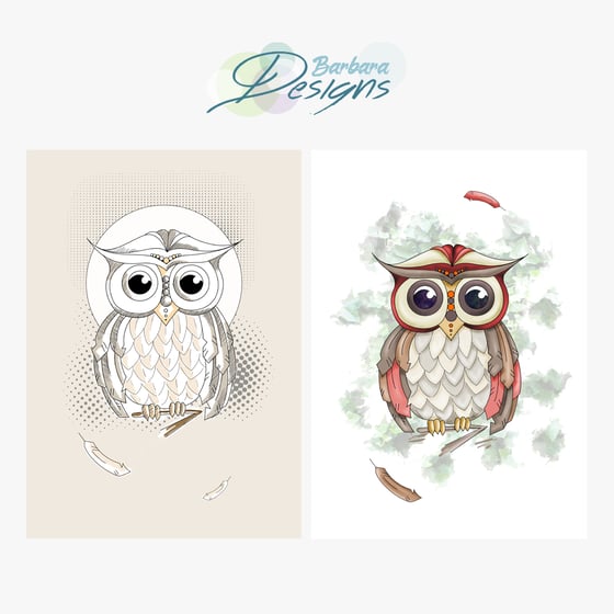 Image of Starry eyed owl designs (on paper or canvas)