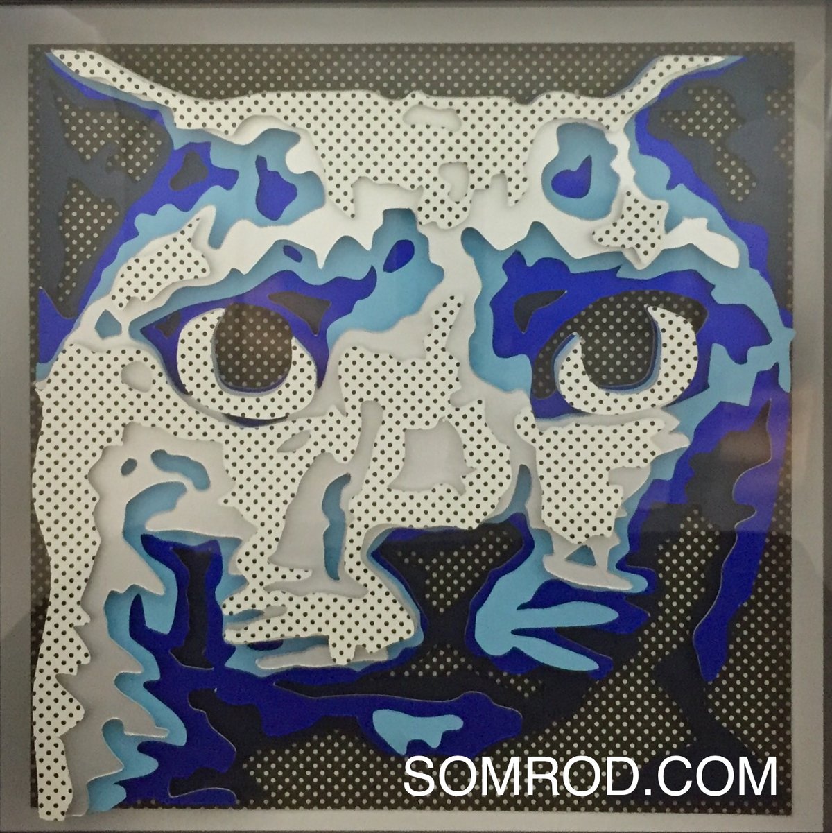 Image of Russian Blue Cat (Halftone Dots)