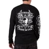 Men's Long Sleeve T-Shirt - Restrayned "Made In USA" Logo Skull & Wings