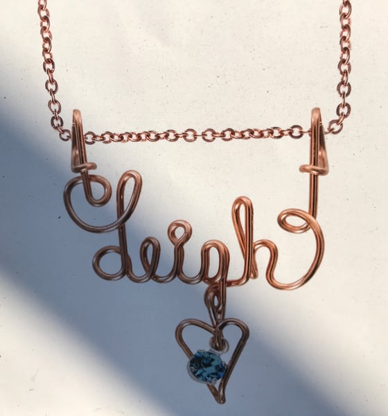 Image of 14k Rose Gold Wire Name Necklace