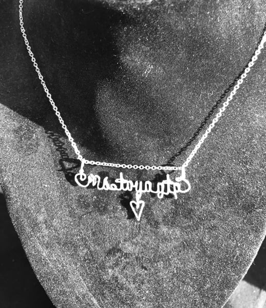 Image of Sterling Silver Handmade Personalized Name Necklace with heart