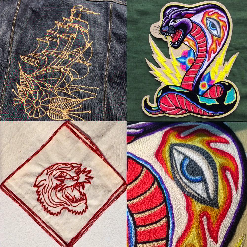 Image of Custom embroidered chain stitching