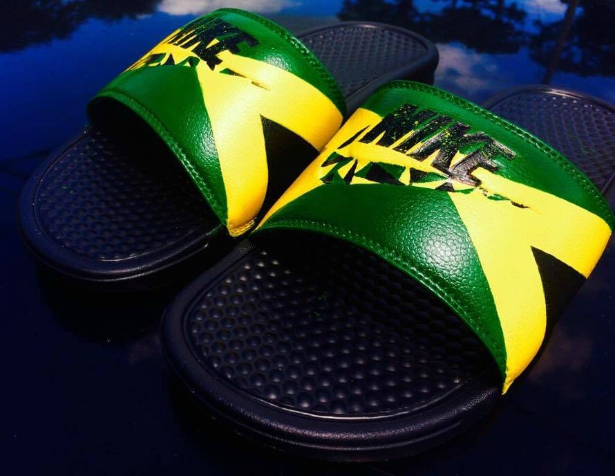 Image of (PREORDER) Customized Jamaican Nike Slides