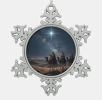 Snow Flake Ornament with three wisemen 