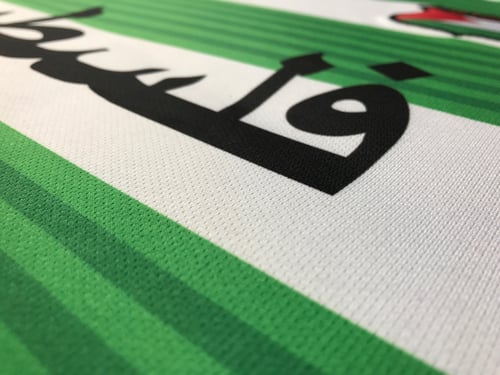 Image of Palestine White hooped (Green/White) Football Shirt