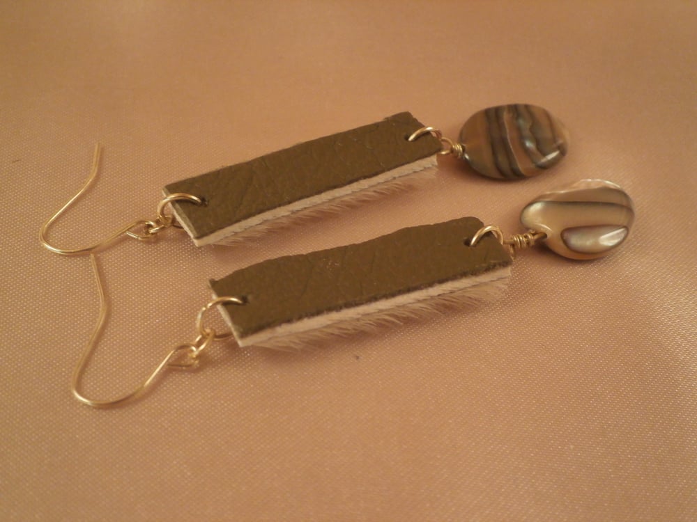 Image of Sealskin and Abalone Earrings