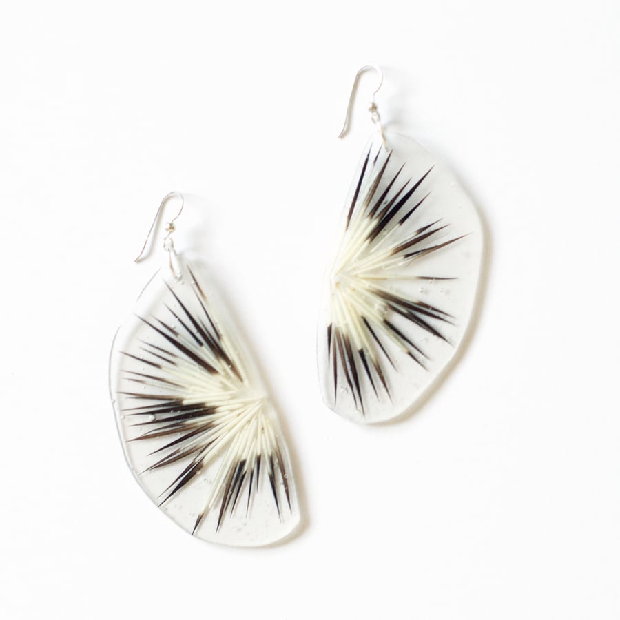 Image of Sealed in Ice Blooming Quill Earrings