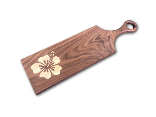 Image of Special Edition Maple Hibiscus Inlay Artisan Serving Board