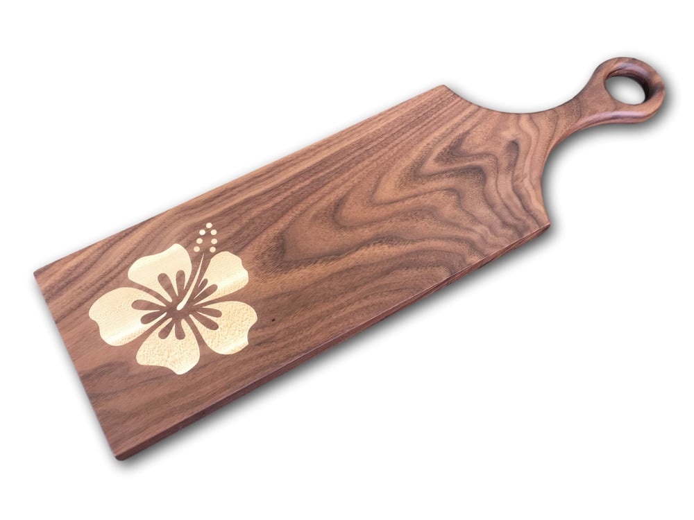 Image of Special Edition Maple Hibiscus Inlay Artisan Serving Board