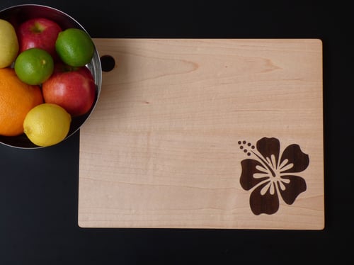 Image of Serving Board with Hibiscus Flower Inlay