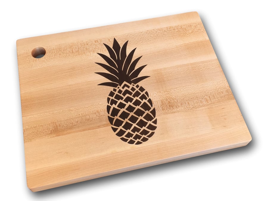 Image of Cutting Board with Tropical Pineapple Inlay Design