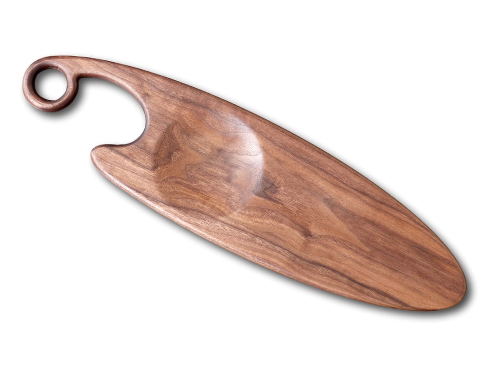 Image of Exotic Artisan Oval Serving Board with Carved Dish