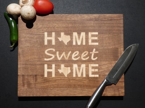 Image of Cutting Board with Home Sweet Home Texas Inlay