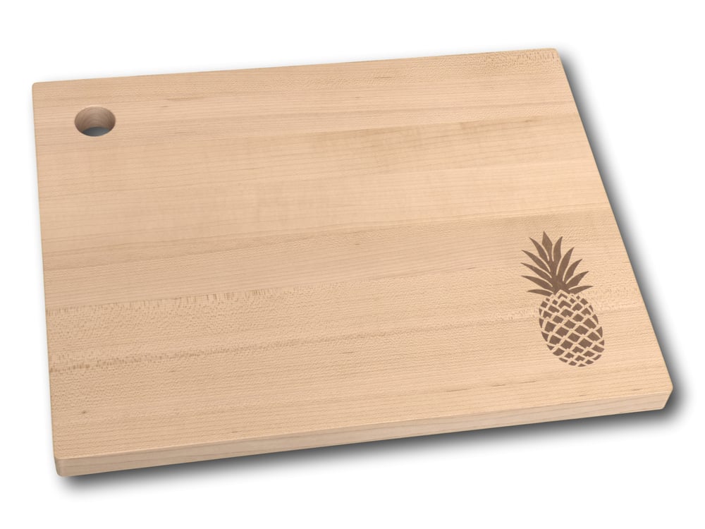 Image of Cutting Board with Pineapple Wood Inlay Design