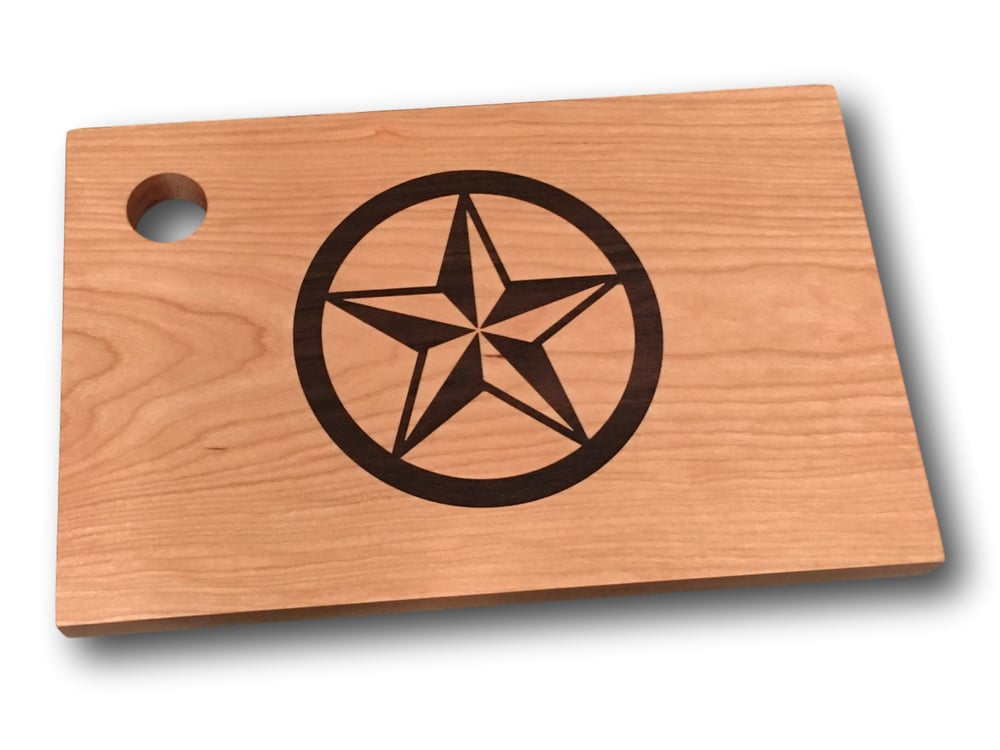 Image of Serving Board with Texas Star Wood Inlay Design