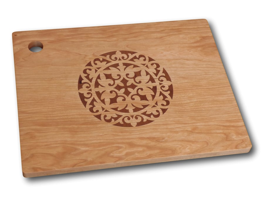 Image of Special Edition Serving Board with Intricate Mandala Inlay