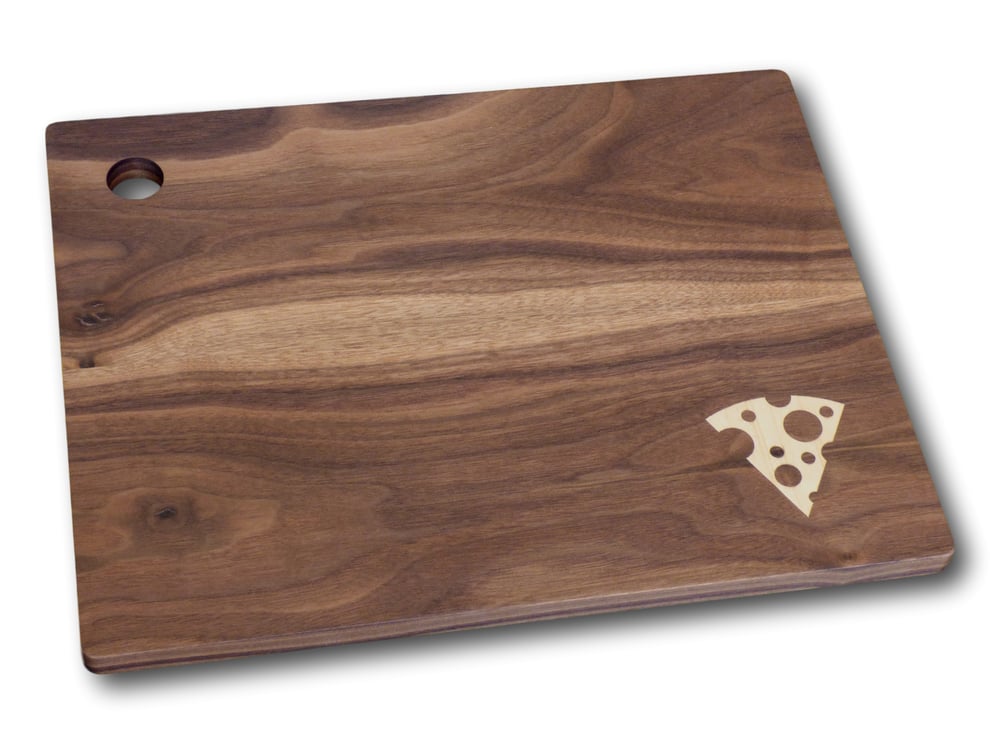 Image of Serving Board with Cheese Wood Inlay Design