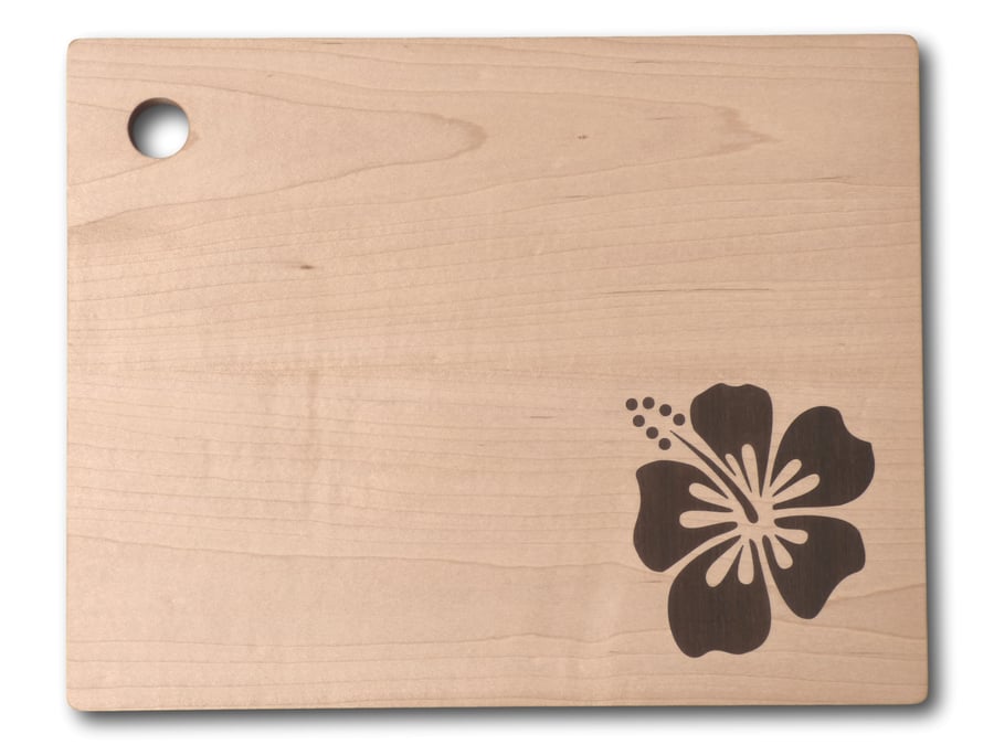 Image of Serving Board with Hibiscus Flower Inlay