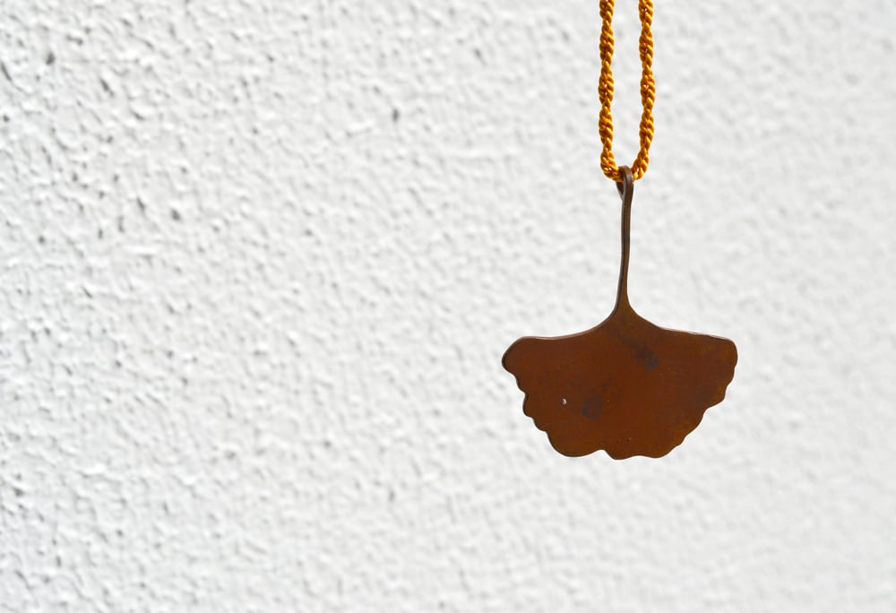 Image of Copper ginkgo leaf pendant