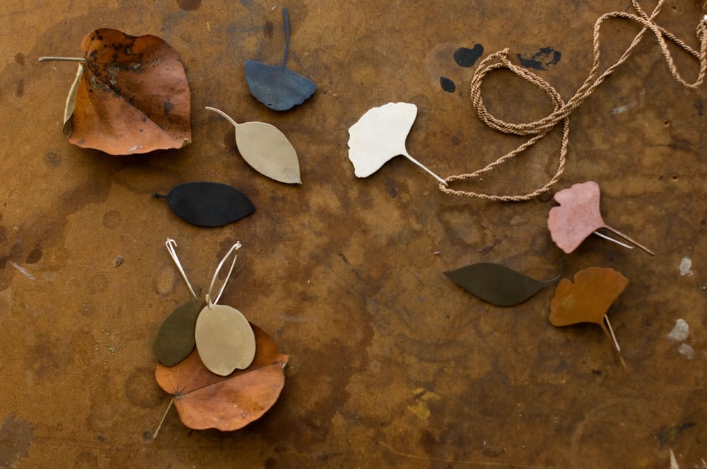 Image of Bicolour melaleuca leaf earrings