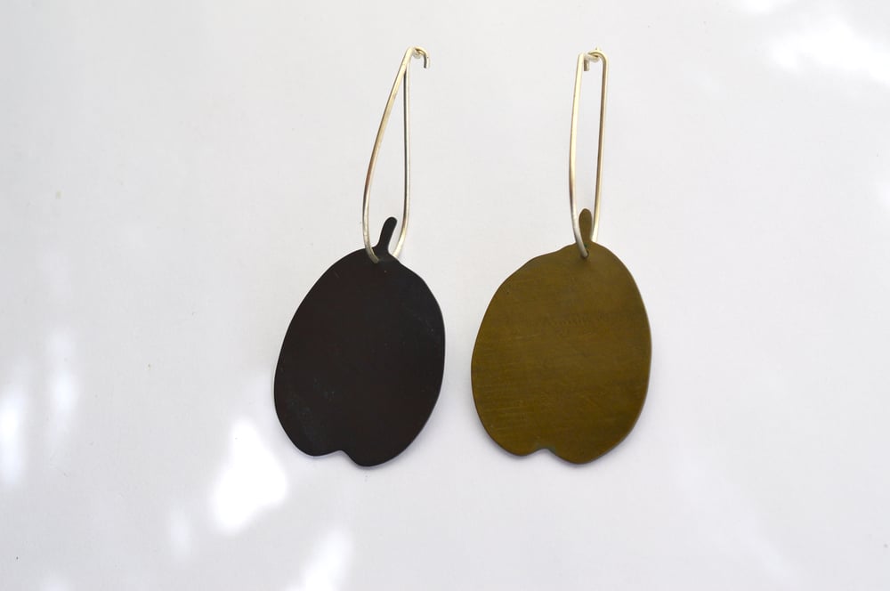 Image of Bicolour leaf earrings