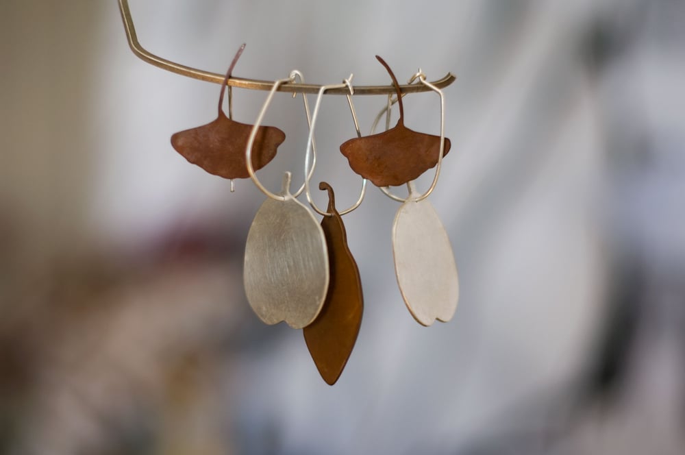 Image of Bicolour leaf earrings