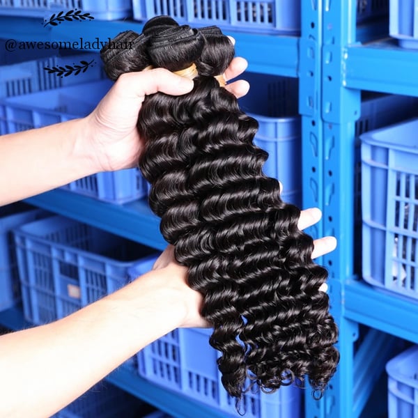 Image of 3 Deep Wave Human Hair Bundles